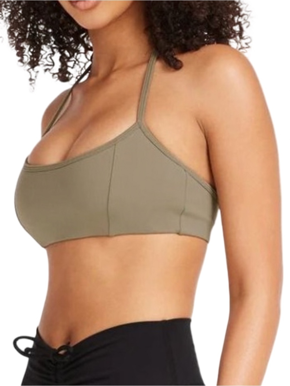 CSB Crop Shop Boutique S Natural Beige Tan Serenity Contour Halter Sports Bra